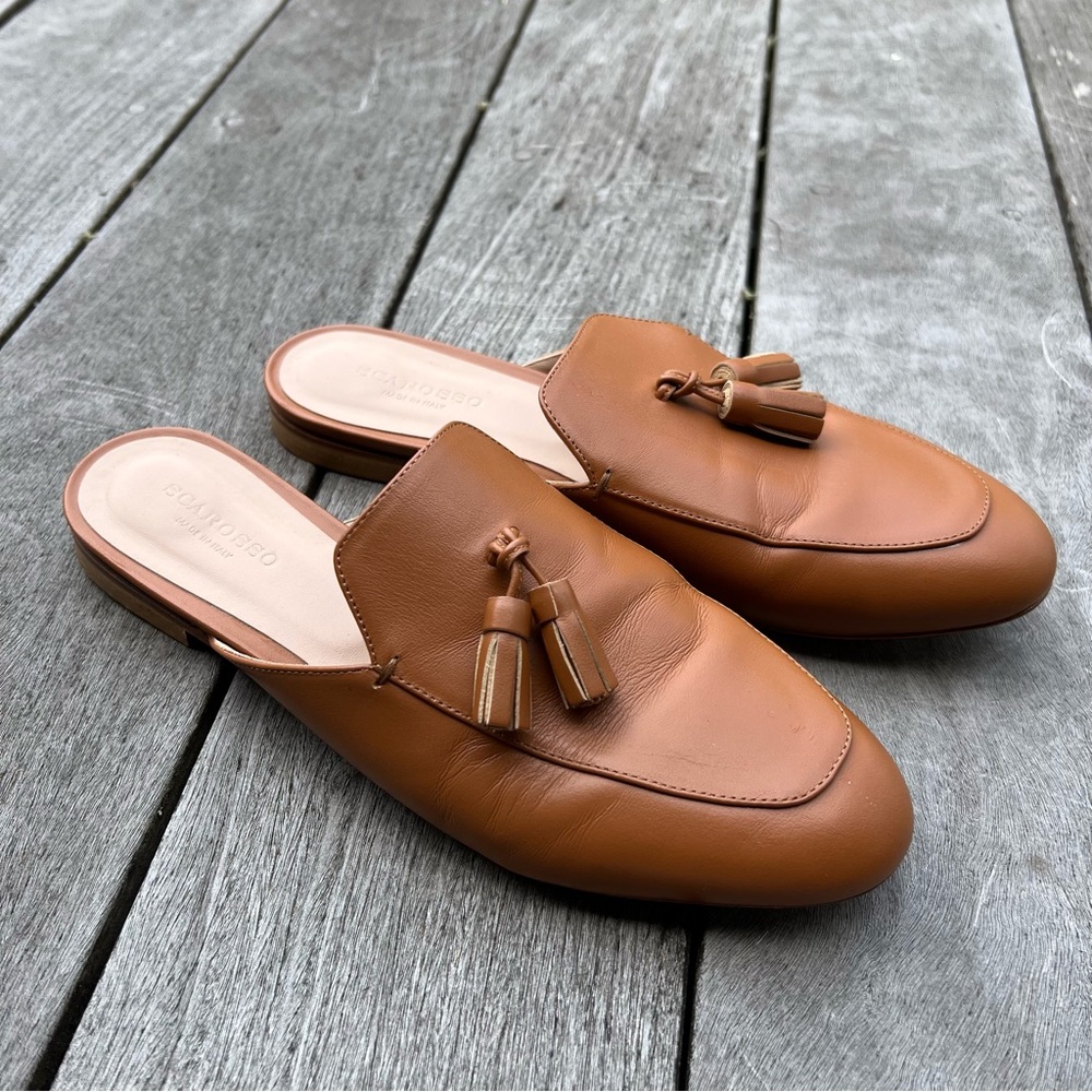 Cole Haan Tan Leather Tassel Mules
